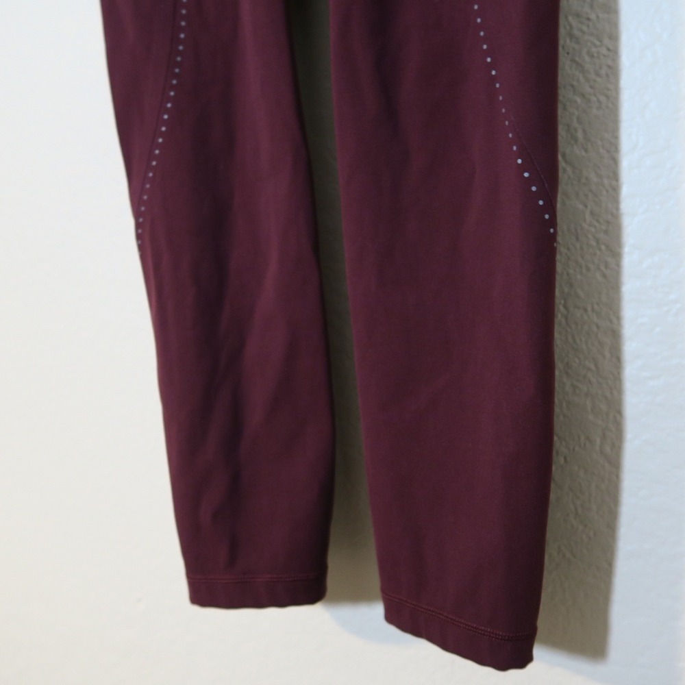 Lululemon Extra Mile Crop Reflective Leggings Garnet W6AH9S Burgundy - Picture 4 of 10